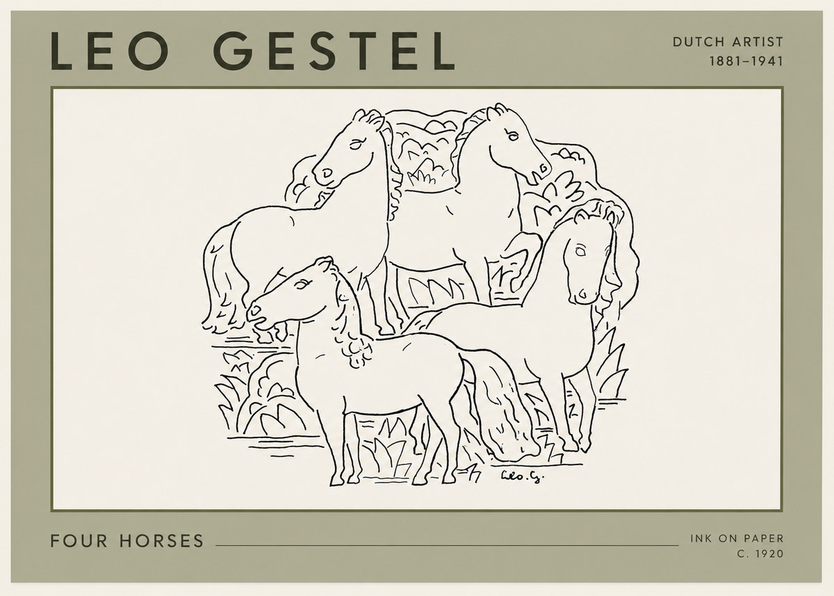 Leo Gestel Four Horses No3 - Plakat
