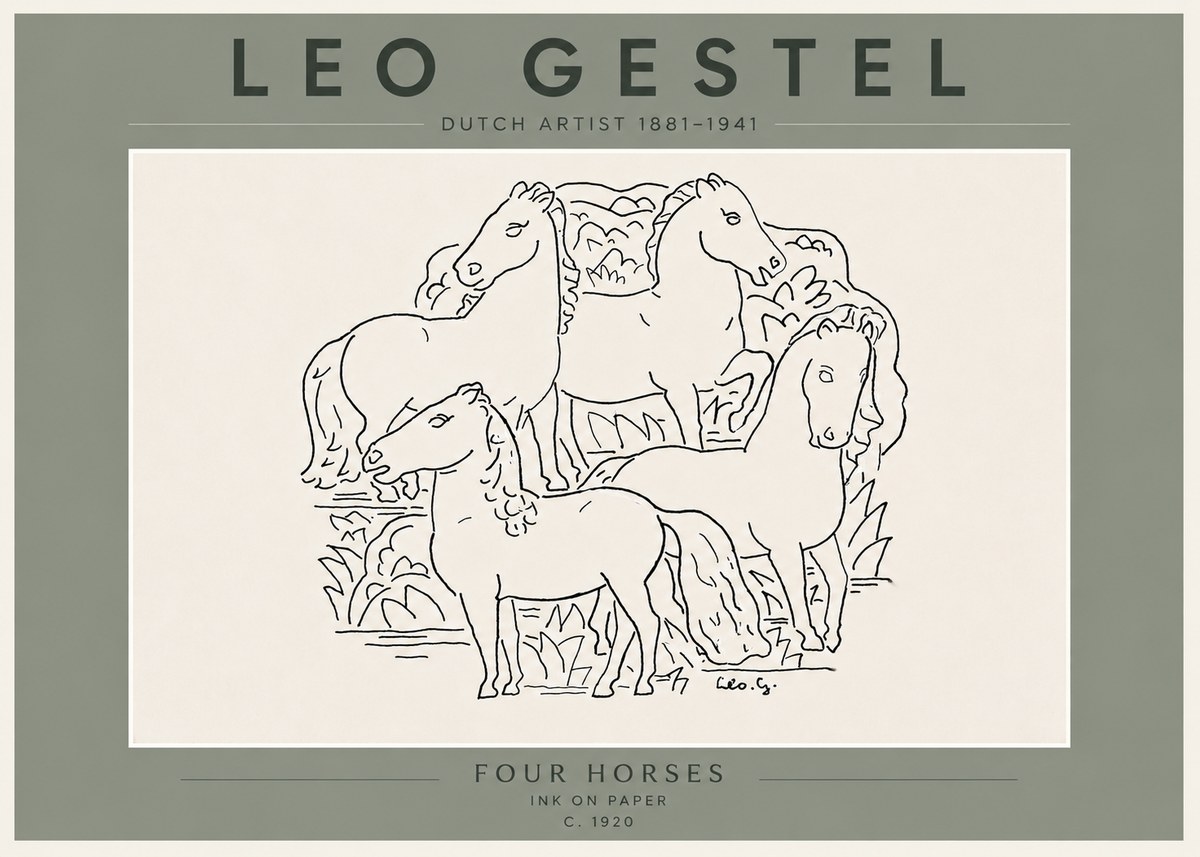 Leo Gestel Four Horses No6 - Plakat