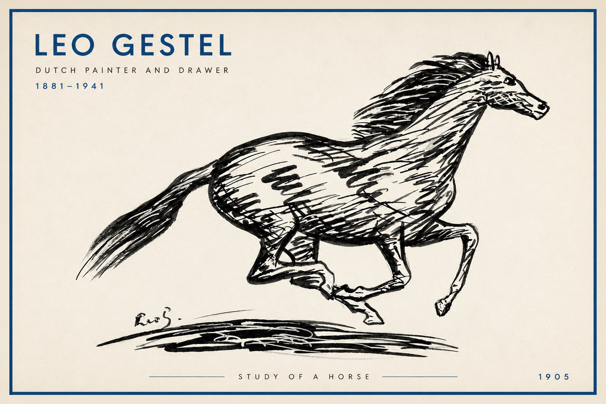 Leo Gestel Study of a Horse No3 - Plakat