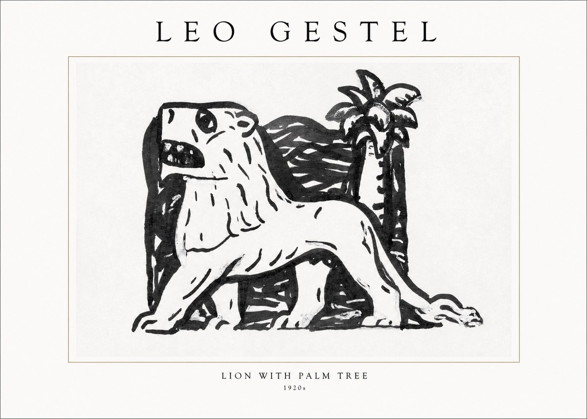 Leo Gestel Lion with Palm Tree No1 - Plakat
