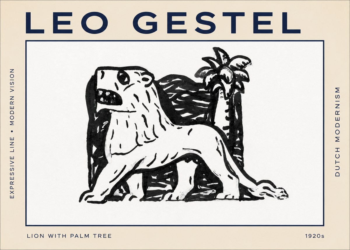 Leo Gestel Lion with Palm Tree No2 - Plakat