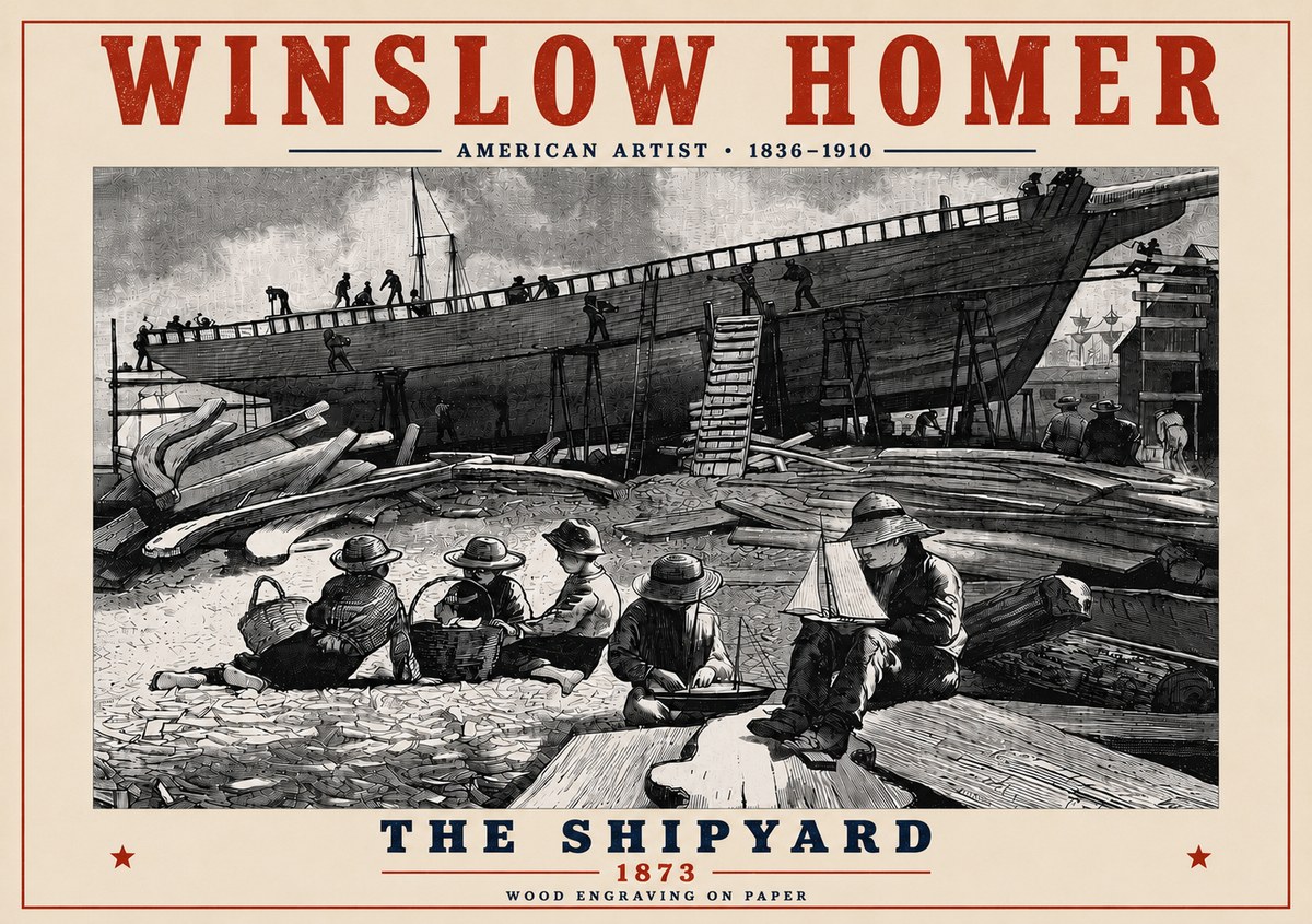 Winslow Homer The Shipyard No6 - Plakat