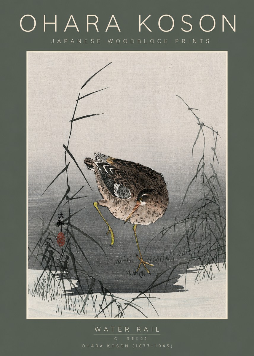 Ohara Koson Water Rail No5 - Plakat