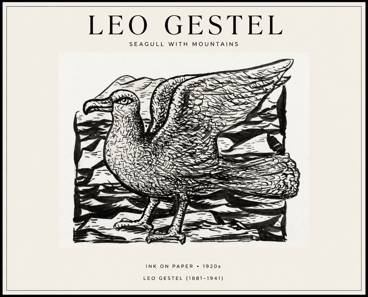 Leo Gestel Seagull with Mountains No1 - Plakat