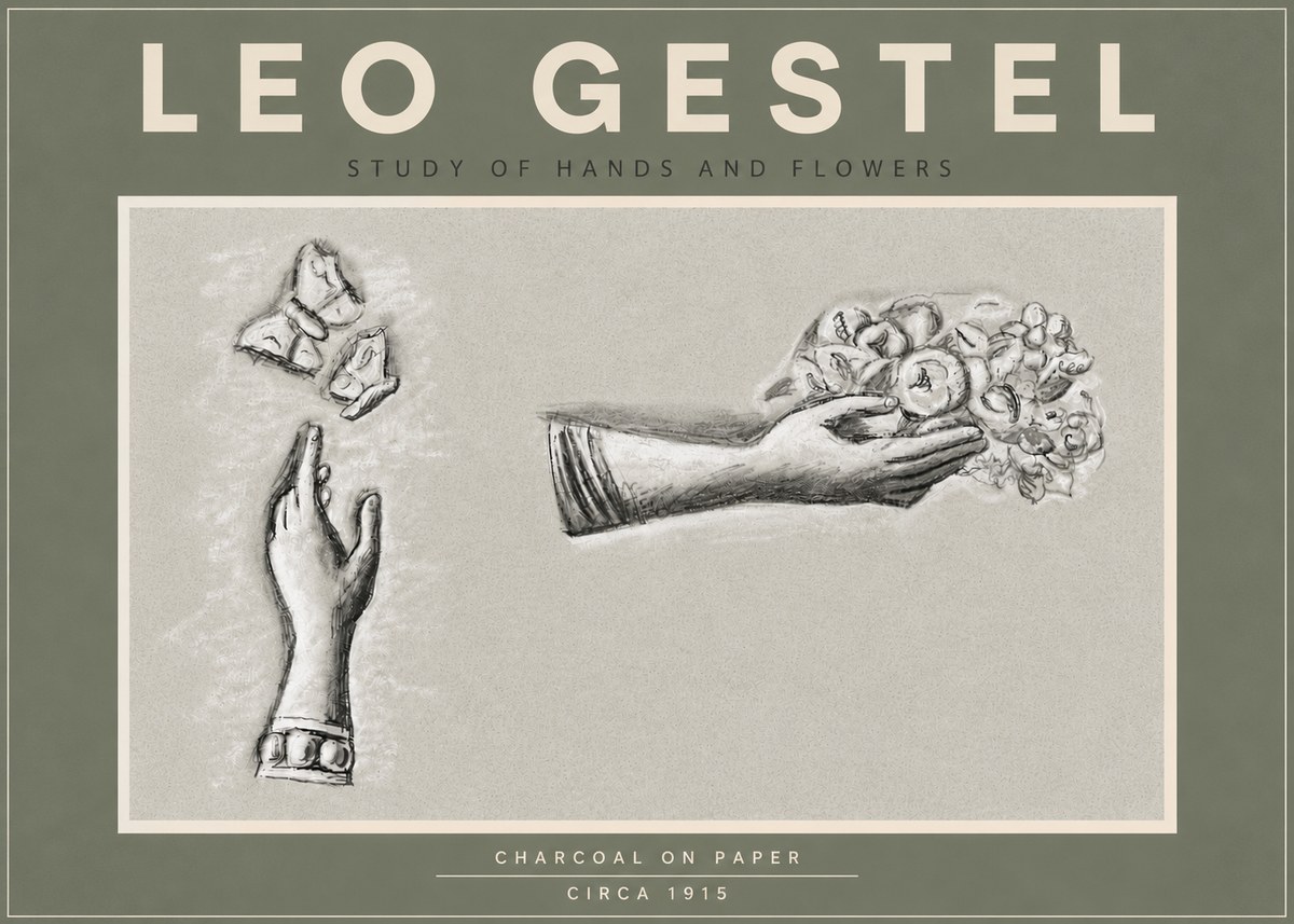 Leo Gestel Study of Hands and Flowers No5 - Plakat