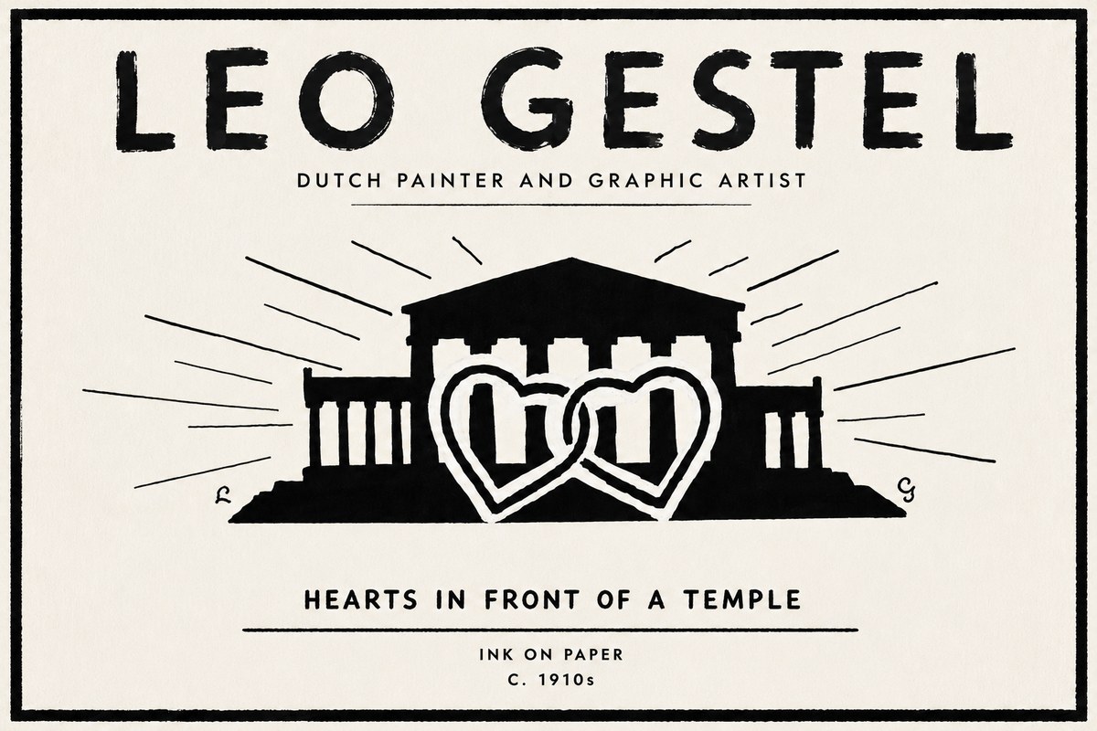 Leo Gestel Hearts in Front of a Temple No6 - Plakat