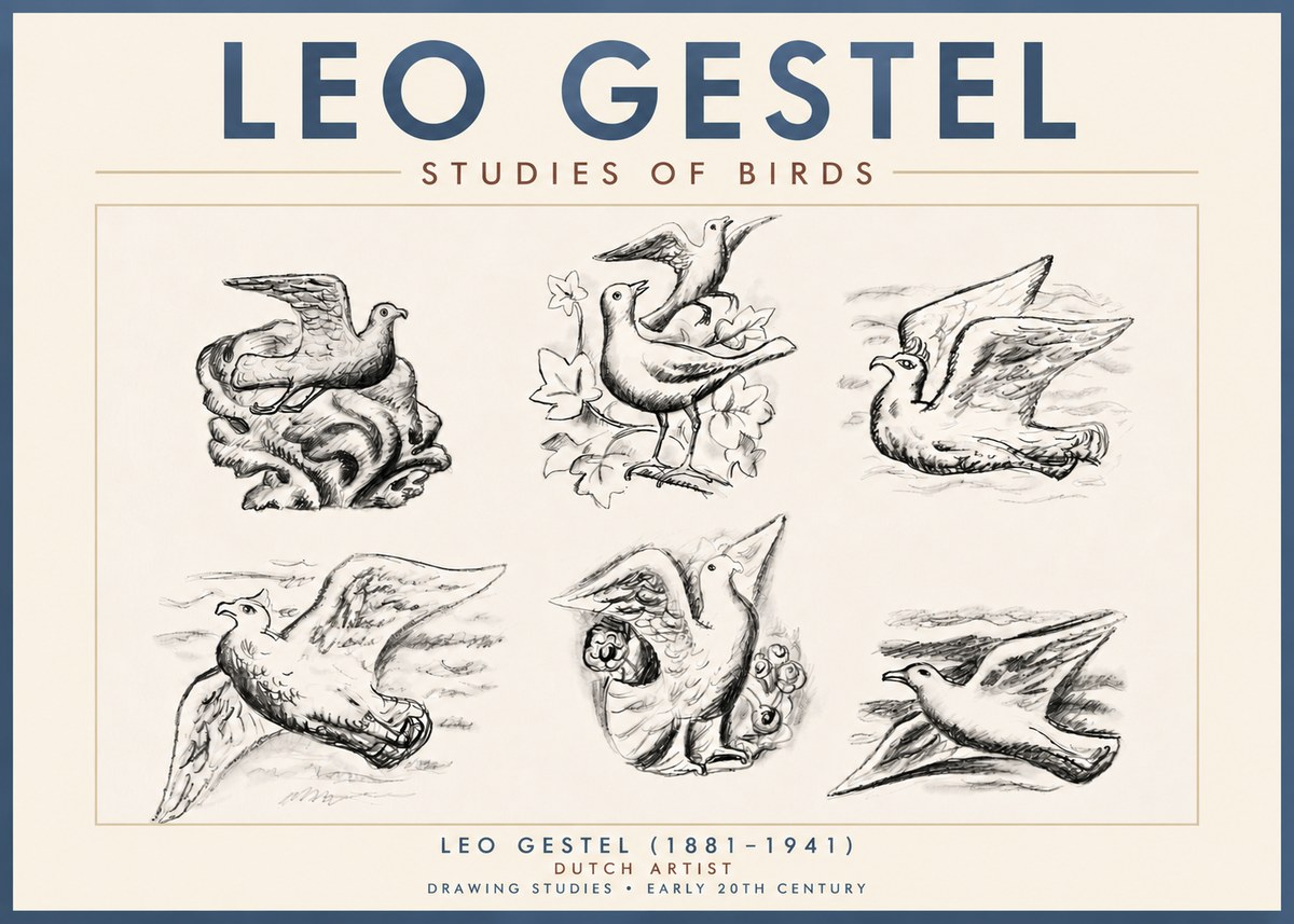 Leo Gestel Studies of Birds No4 - Plakat