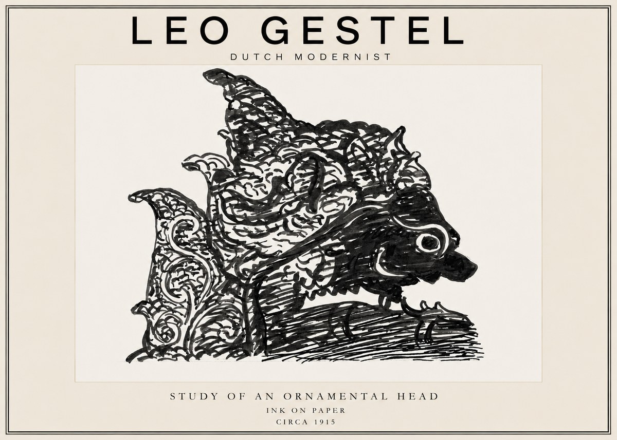 Leo Gestel Study of an Ornamental Head No3 - Plakat
