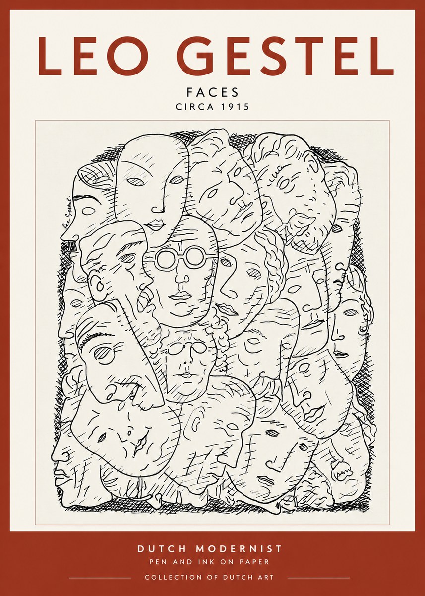 Leo Gestel Heads Ink Drawing No3 - Plakat