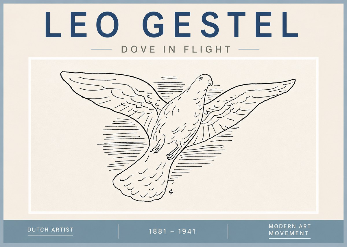 Leo Gestel Dove in Flight No4 - Plakat