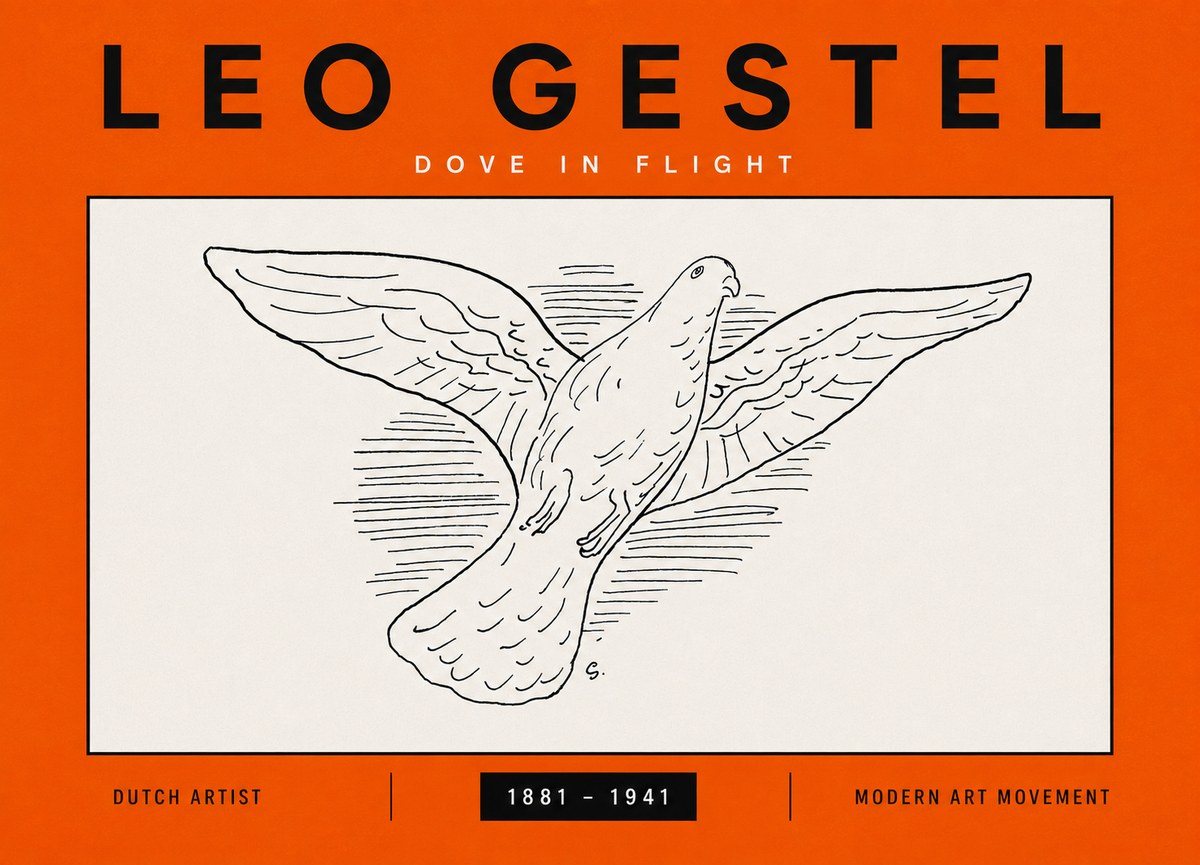Leo Gestel Dove in Flight No5 - Plakat