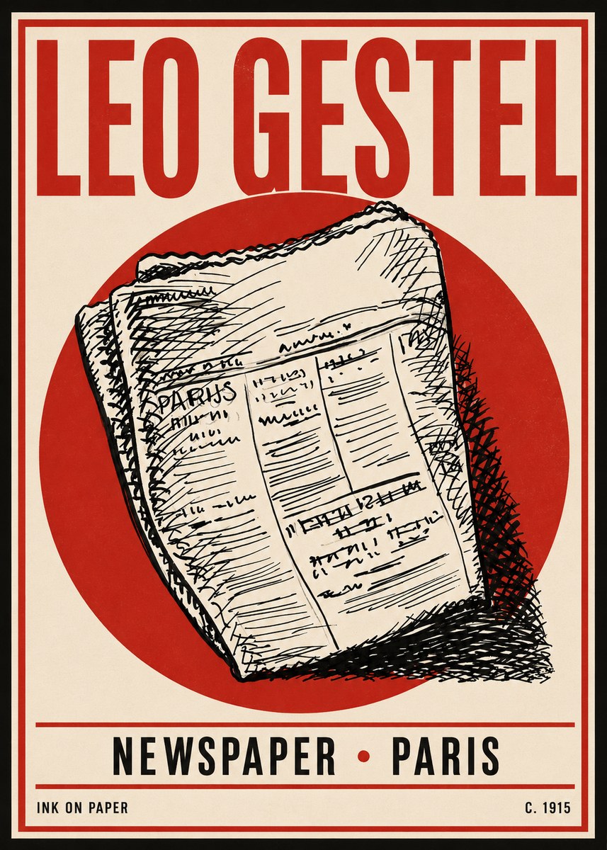 Leo Gestel Newspaper - Paris No4 - Plakat