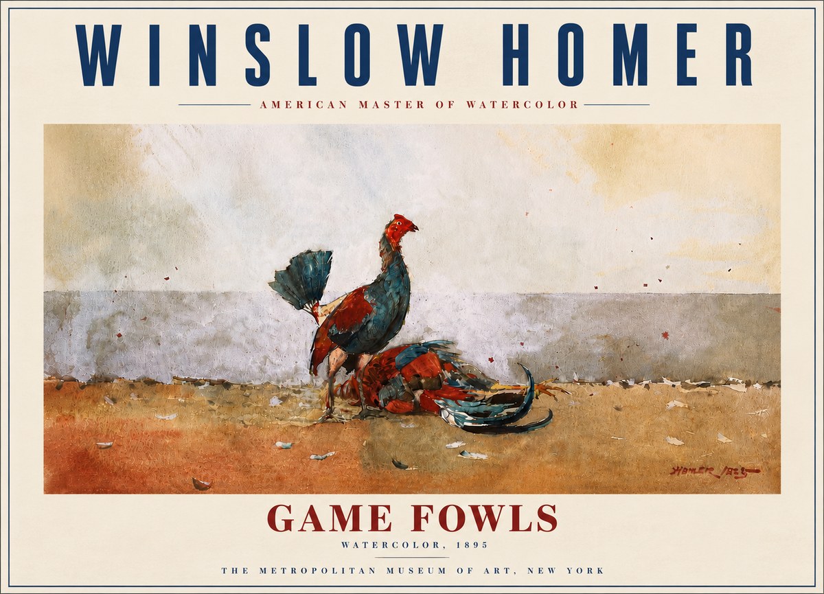 Winslow Homer Game Fowls No6 - Plakat