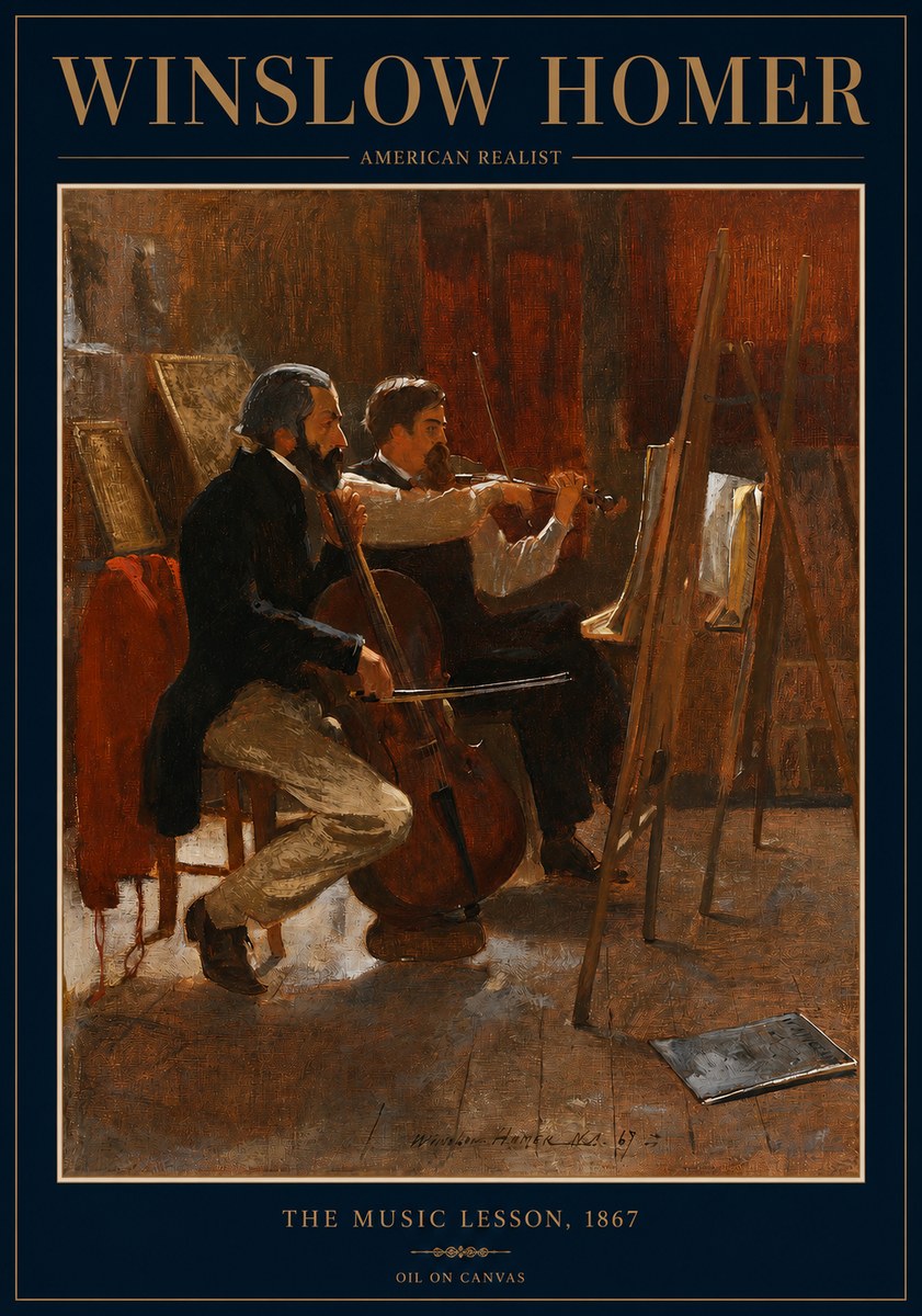Winslow Homer The Music Lesson, 1867 No2 - Plakat