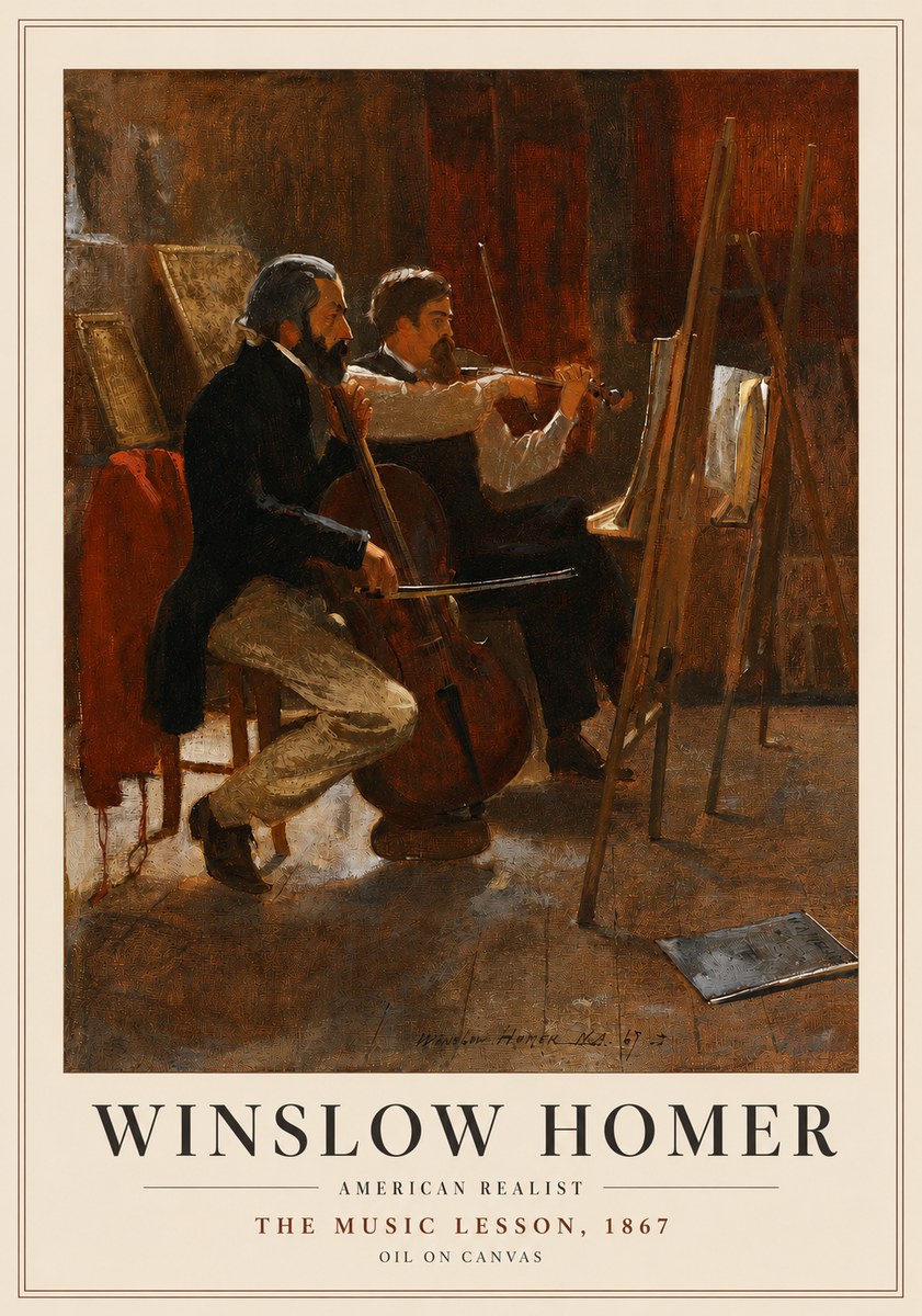 Winslow Homer The Music Lesson, 1867 No4 - Plakat