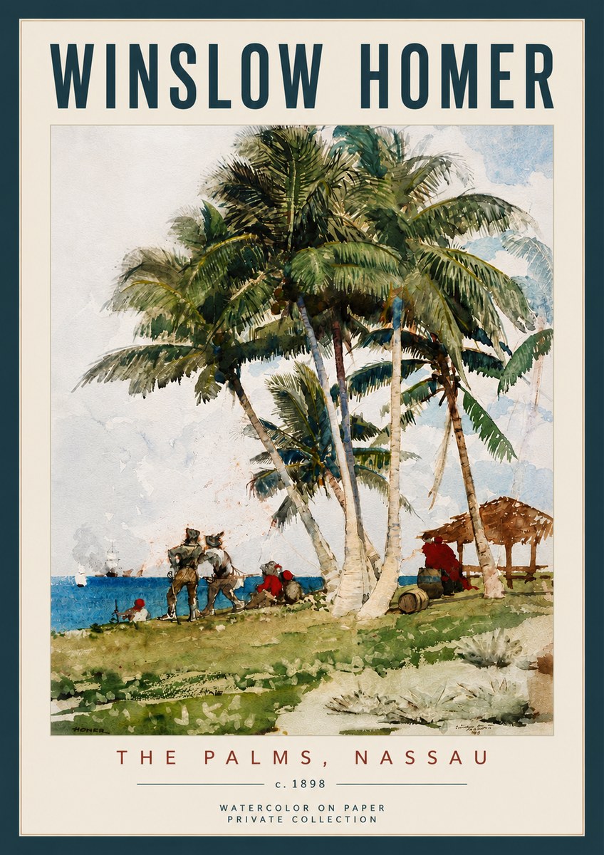 Winslow Homer The Palms, Nassau No6 - Plakat