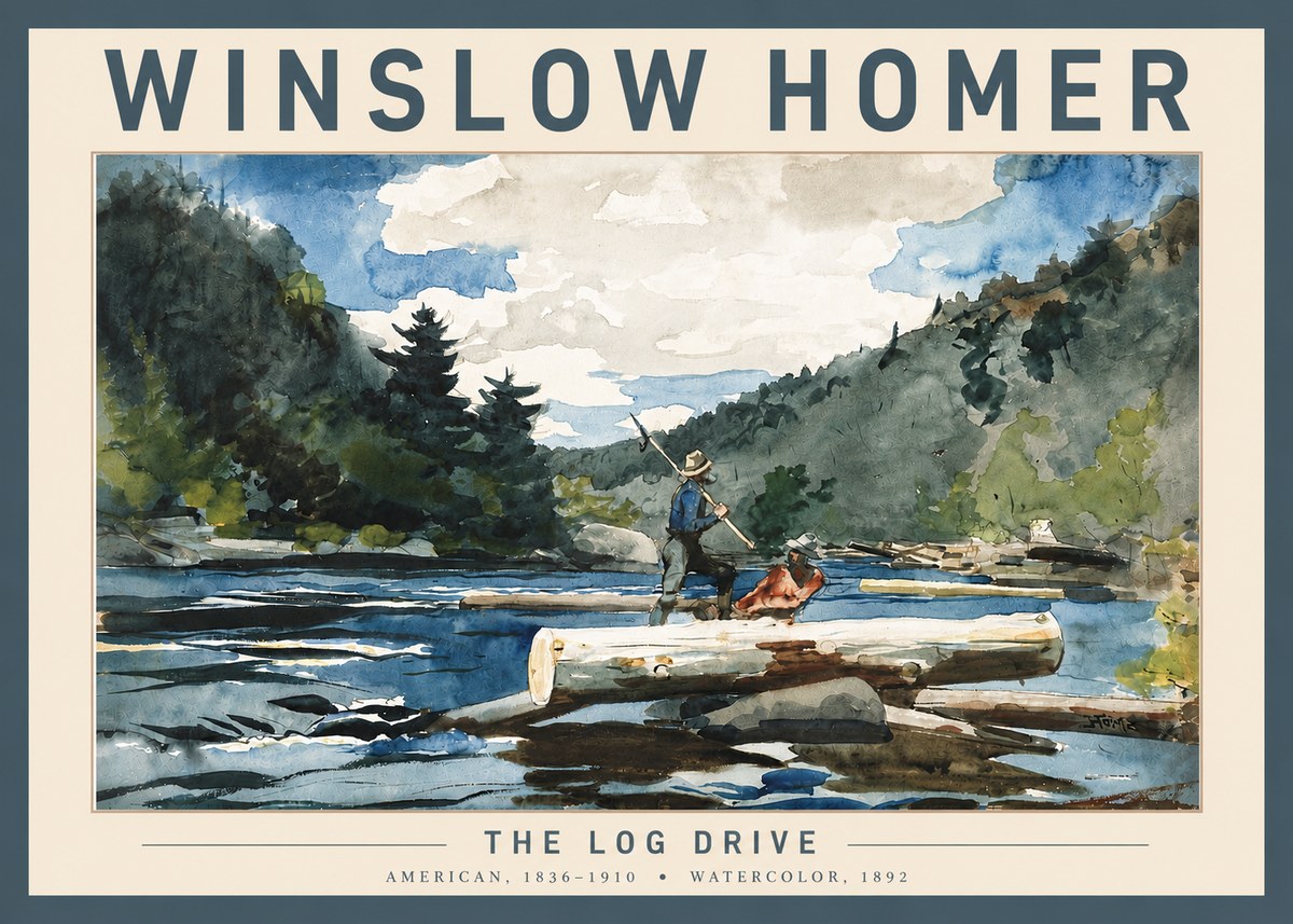 Winslow Homer The Log Drive No4 - Plakat