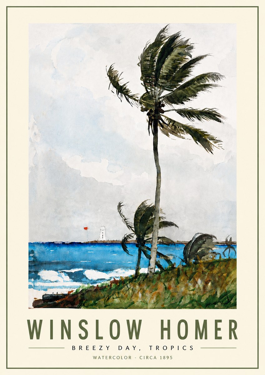 Winslow Homer Breezy Day, Tropics No5 - Plakat