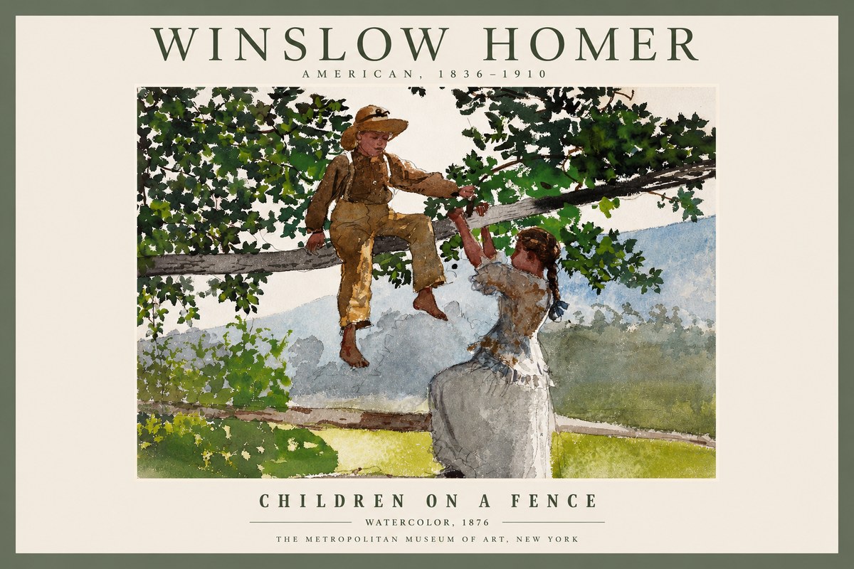 Winslow Homer Children on a Fence No2 - Plakat