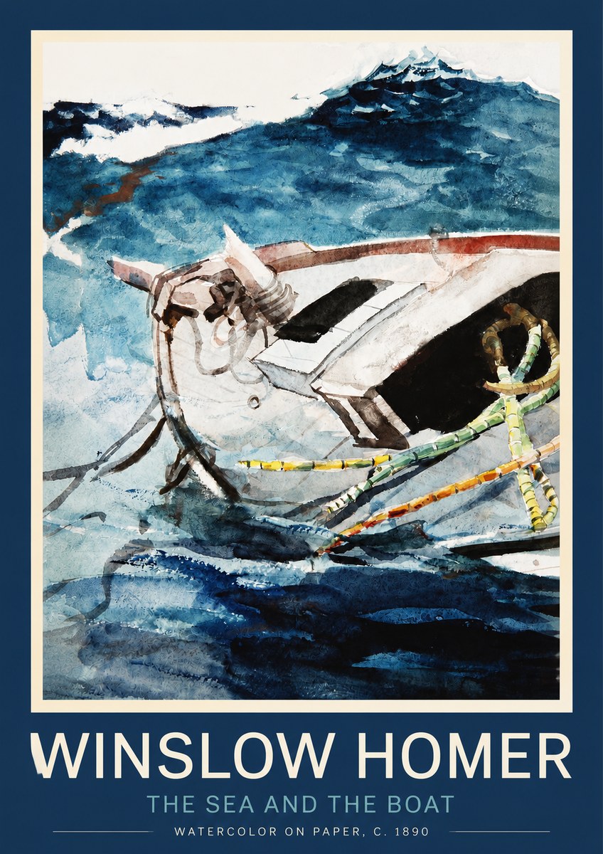 Winslow Homer The Sea and the Boat No2 - Plakat