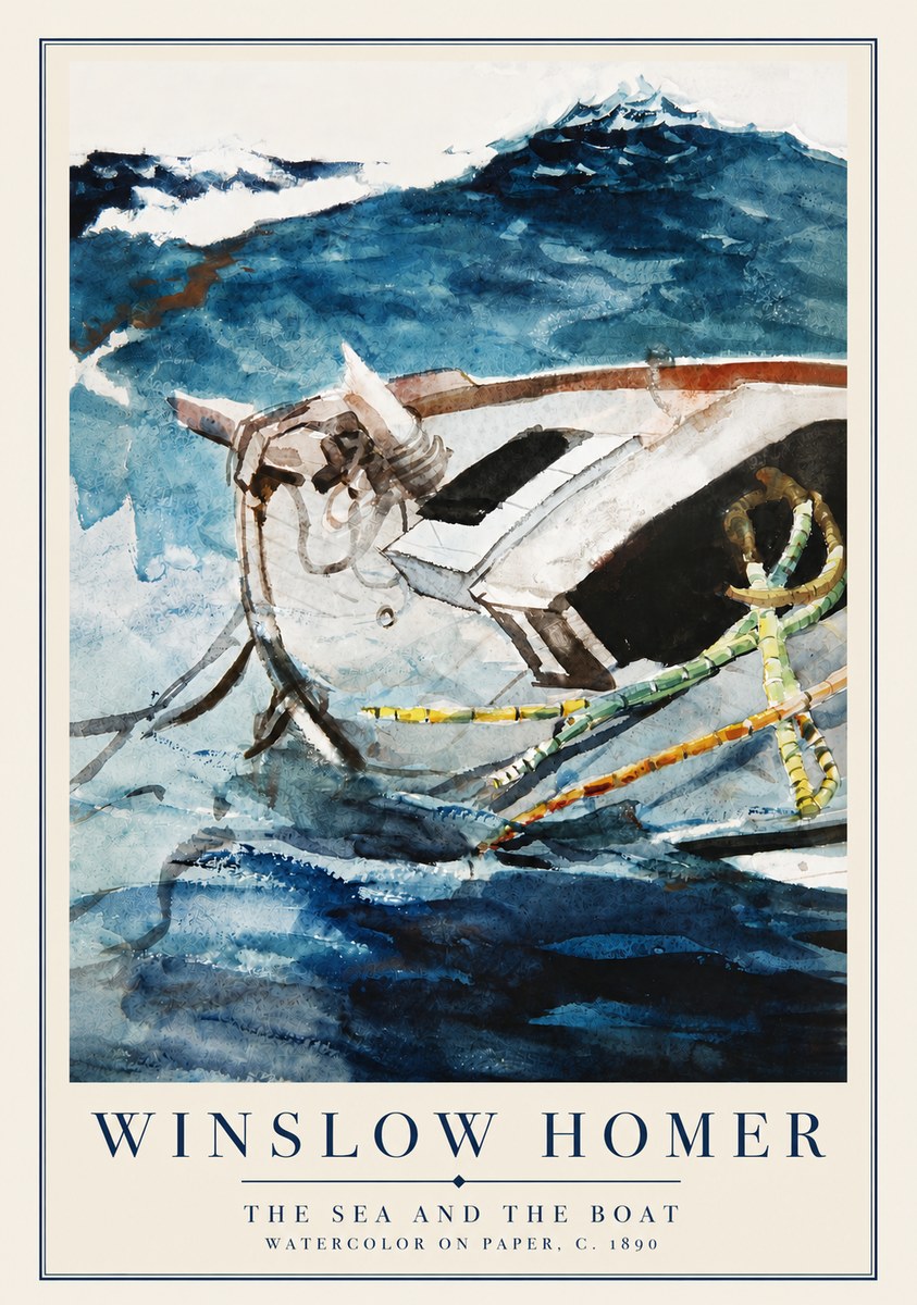Winslow Homer The Sea and the Boat No5 - Plakat