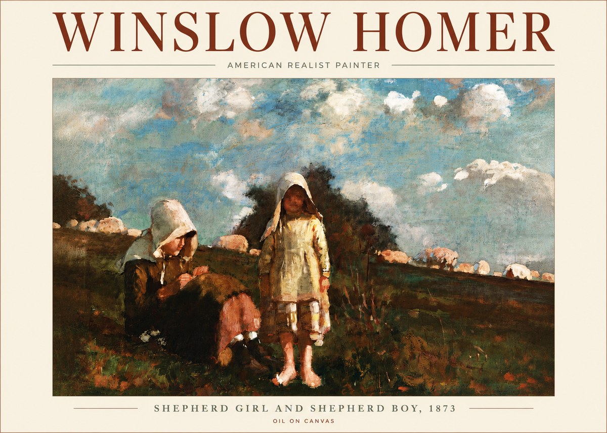 Winslow Homer Shepherd Girl and Shepherd Boy, 1873 No5 - Plakat