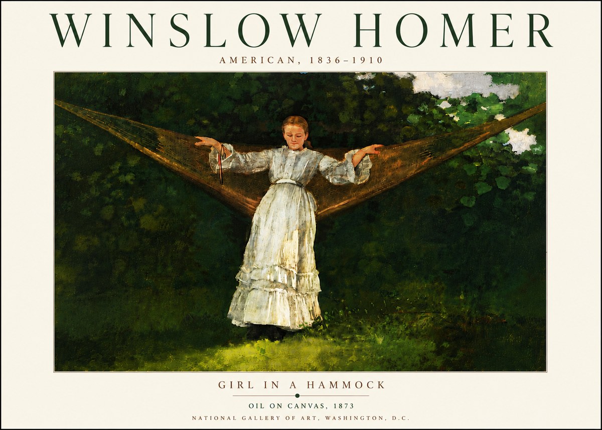 Winslow Homer Girl in a Hammock No6 - Plakat
