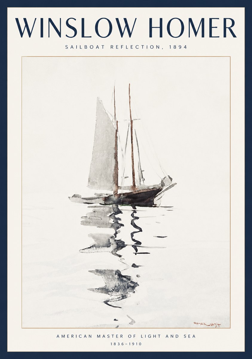 Winslow Homer Sailboat Reflection, 1894 No2 - Plakat