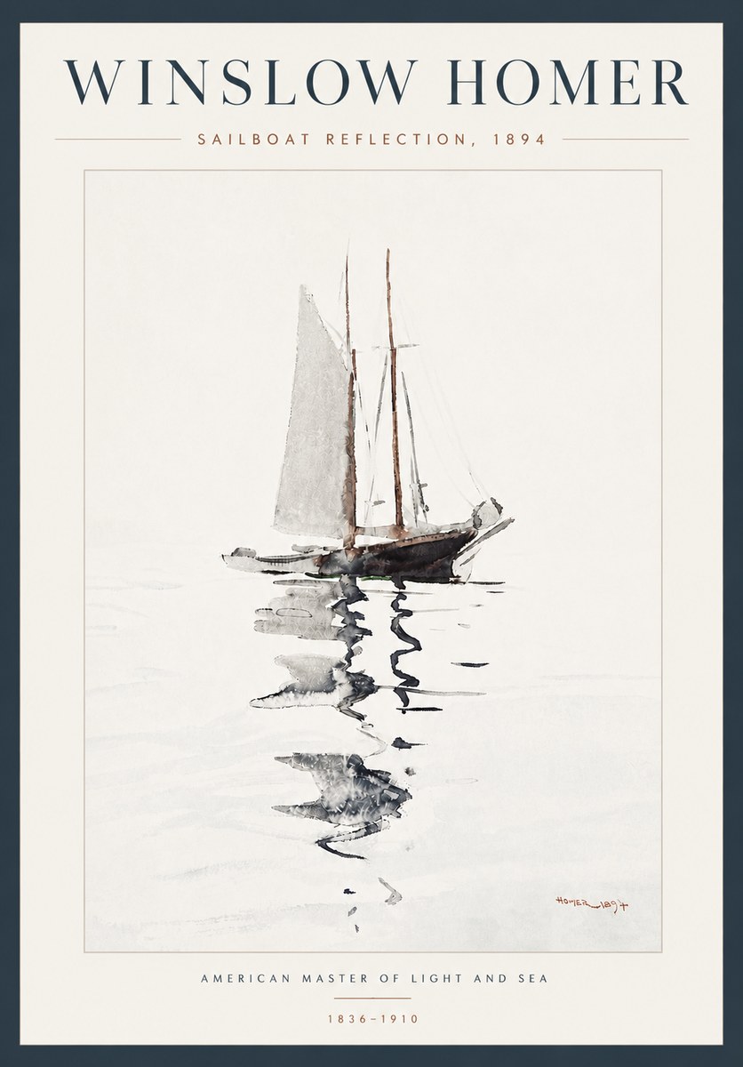 Winslow Homer Sailboat Reflection, 1894 No5 - Plakat