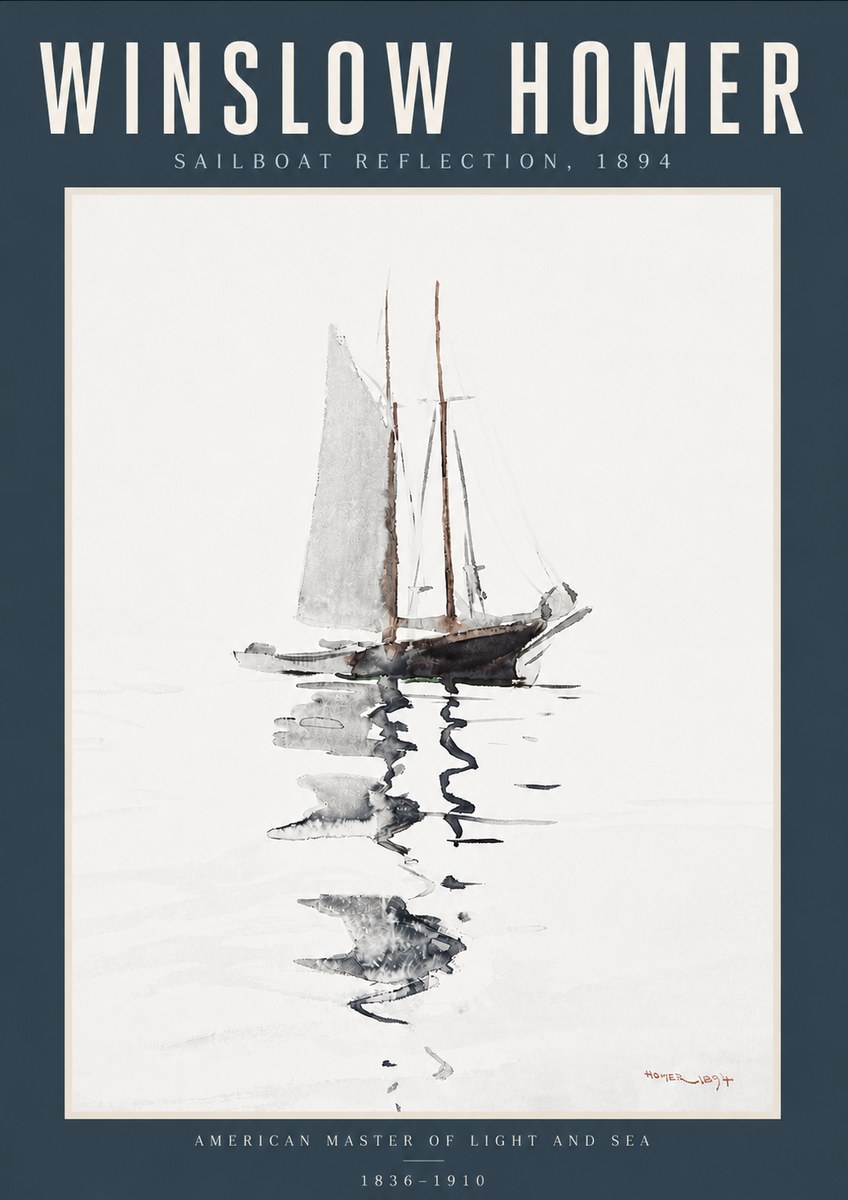 Winslow Homer Sailboat Reflection, 1894 No6 - Plakat