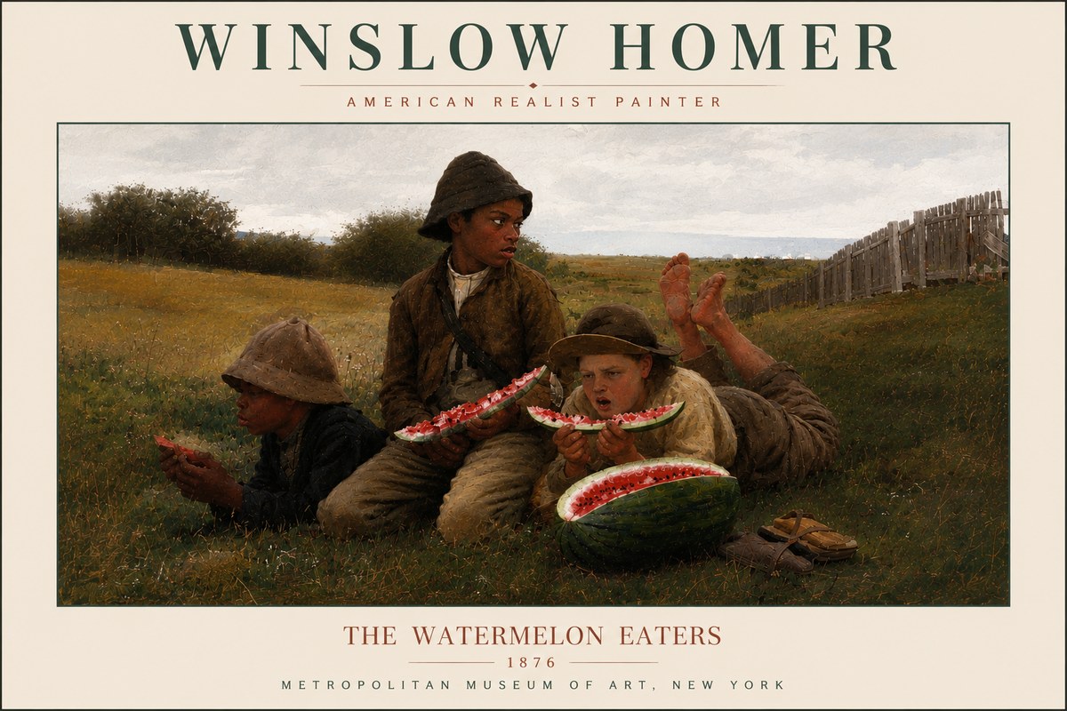 Winslow Homer The Watermelon Eaters No6 - Plakat