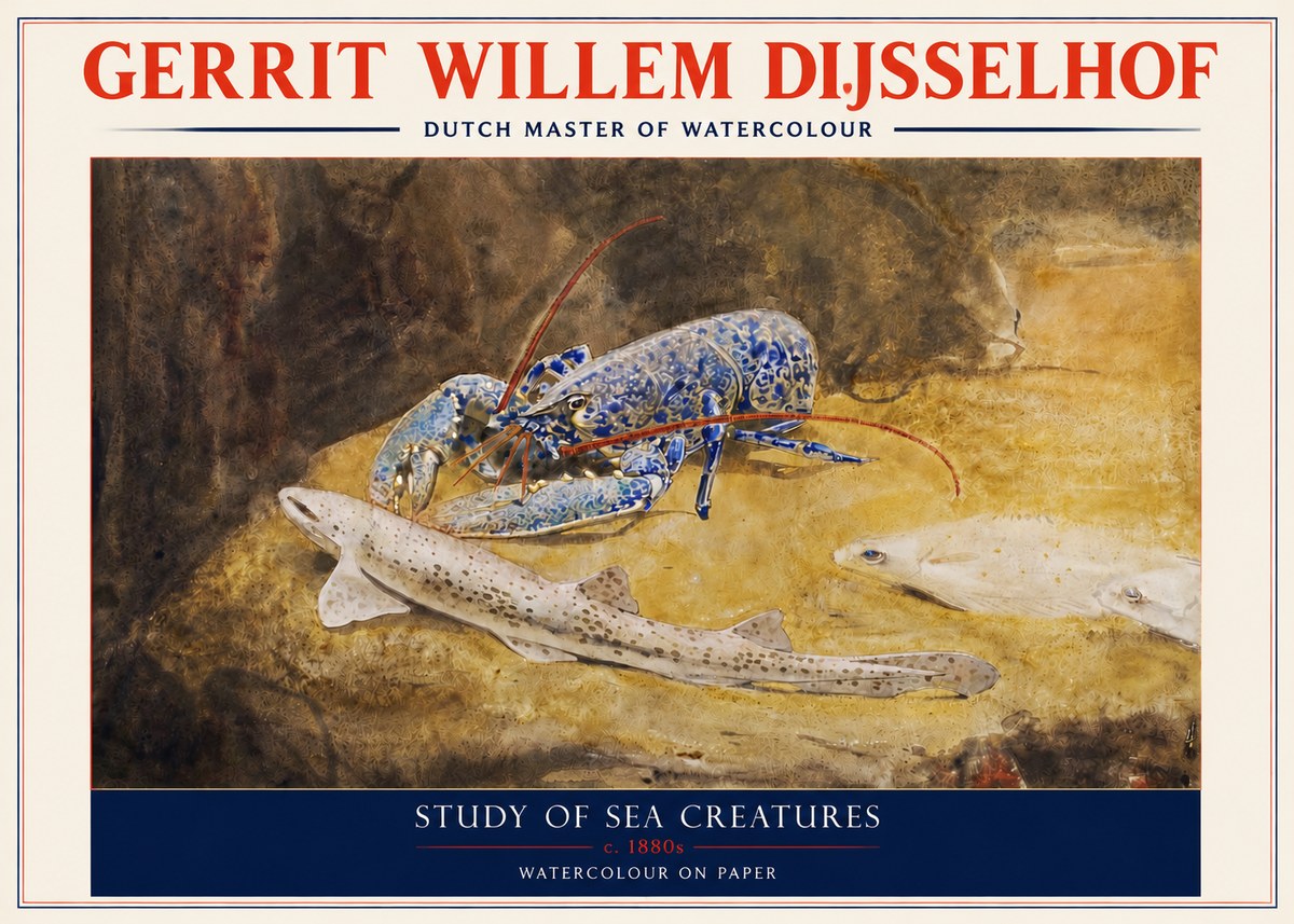 Gerrit Willem Dijsselhof Study of Sea Creatures No3 - Plakat