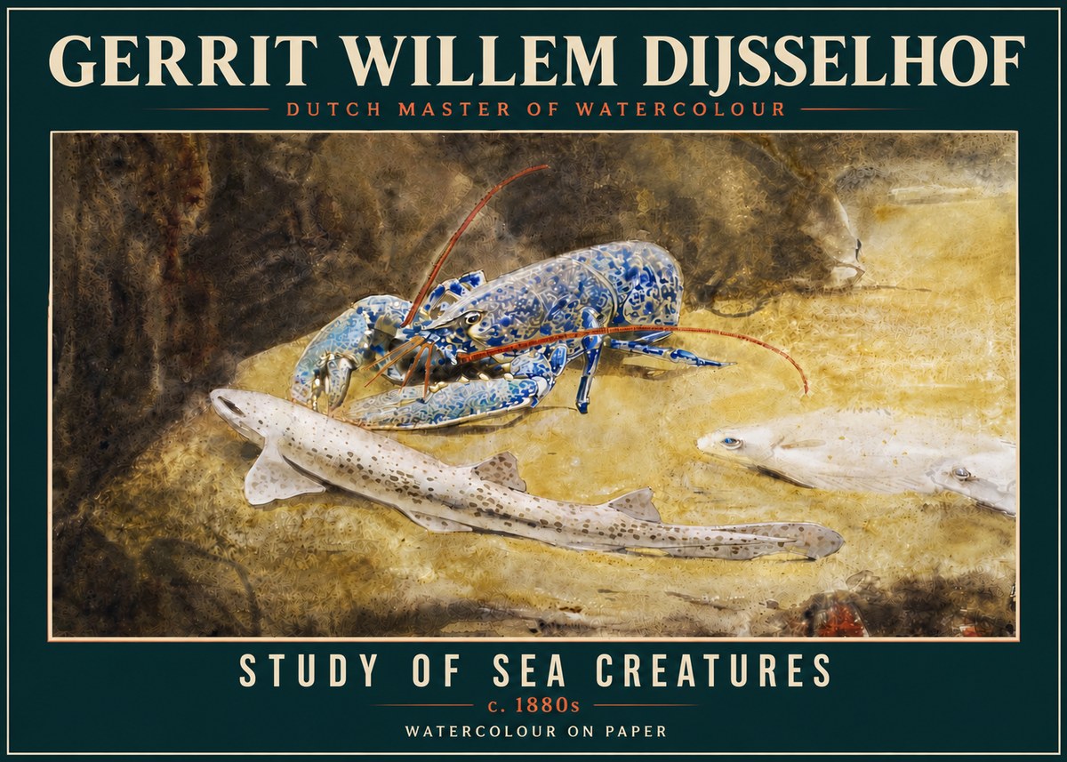Gerrit Willem Dijsselhof Study of Sea Creatures No4 - Plakat