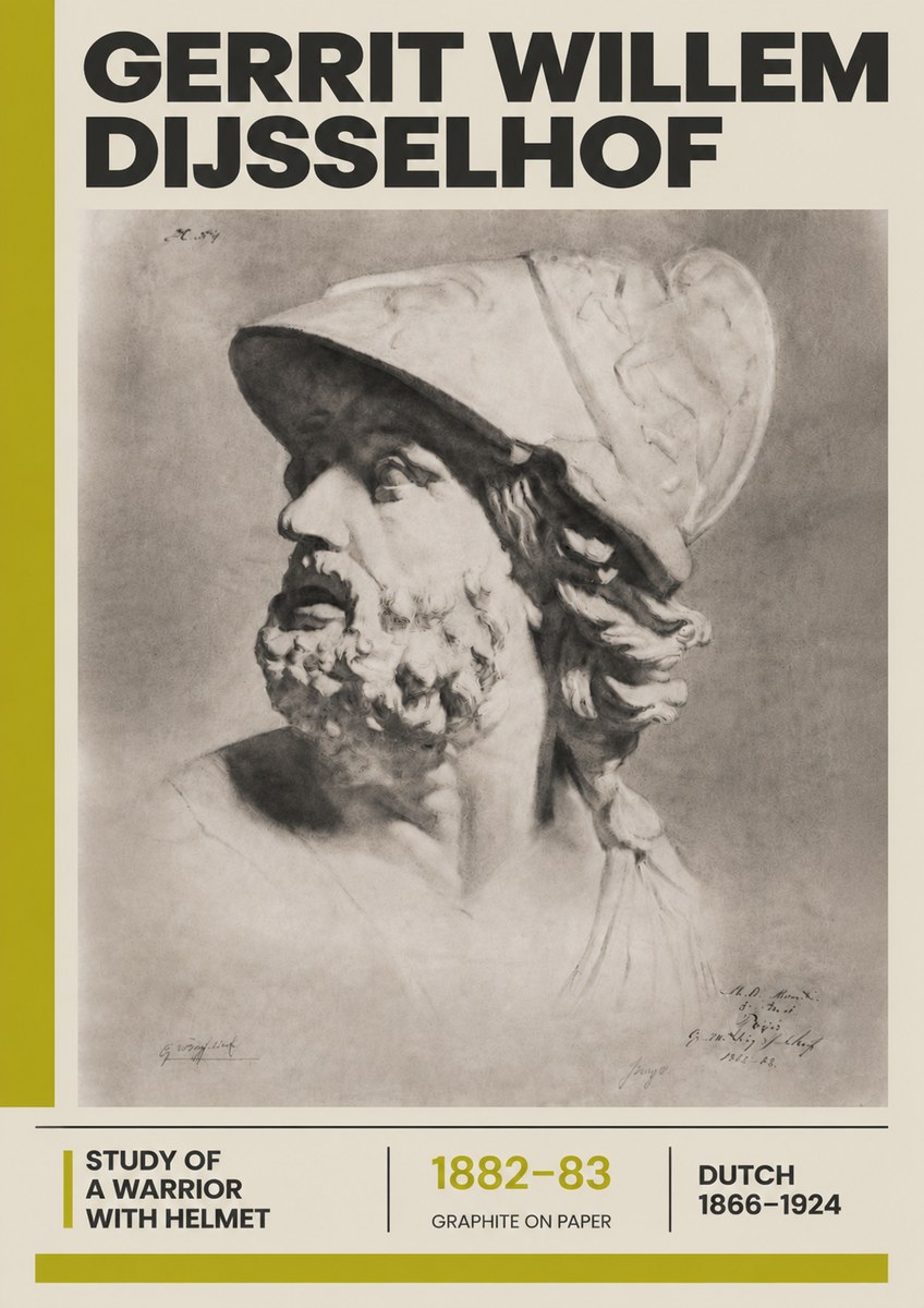 Gerrit Willem Dijsselhof Study of a Warrior with Helmet No6 - Plakat