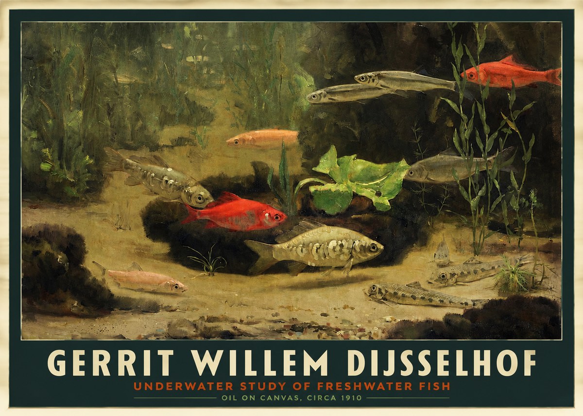 Gerrit Willem Dijsselhof Underwater Study of Freshwater Fish No2 - Plakat