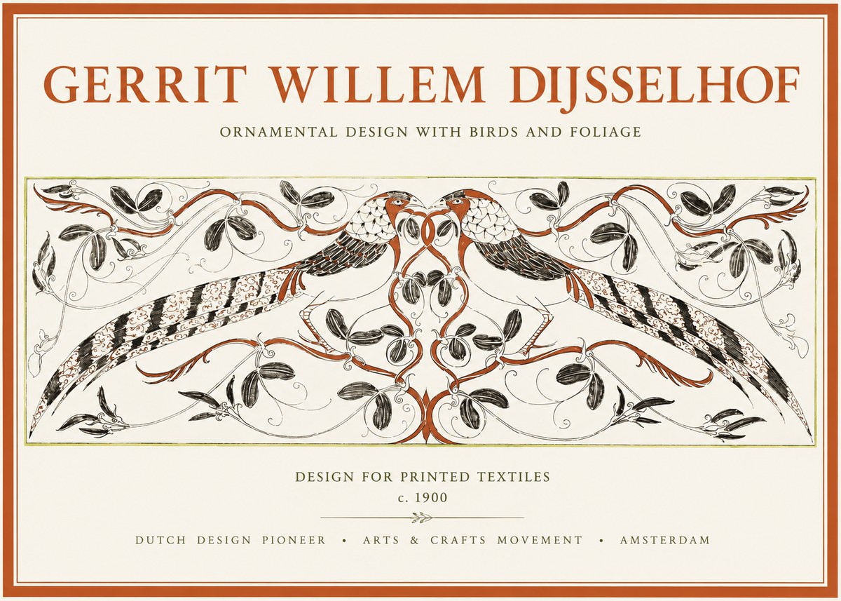 Gerrit Willem Dijsselhof Ornamental Design with Birds and Foliage No1 - Plakat