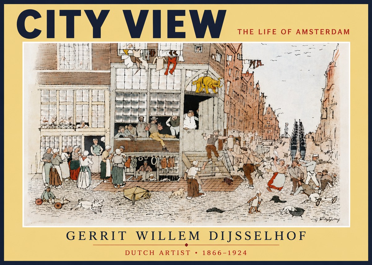 Gerrit Willem Dijsselhof Street Scene in Amsterdam No6 - Plakat