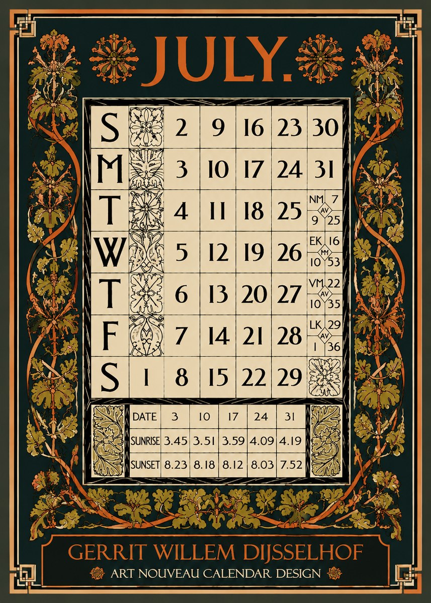 Gerrit Willem Dijsselhof July. No5 - Plakat