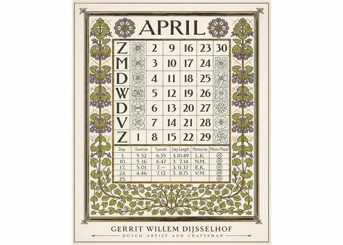 Gerrit Willem Dijsselhof April No1 - Plakat