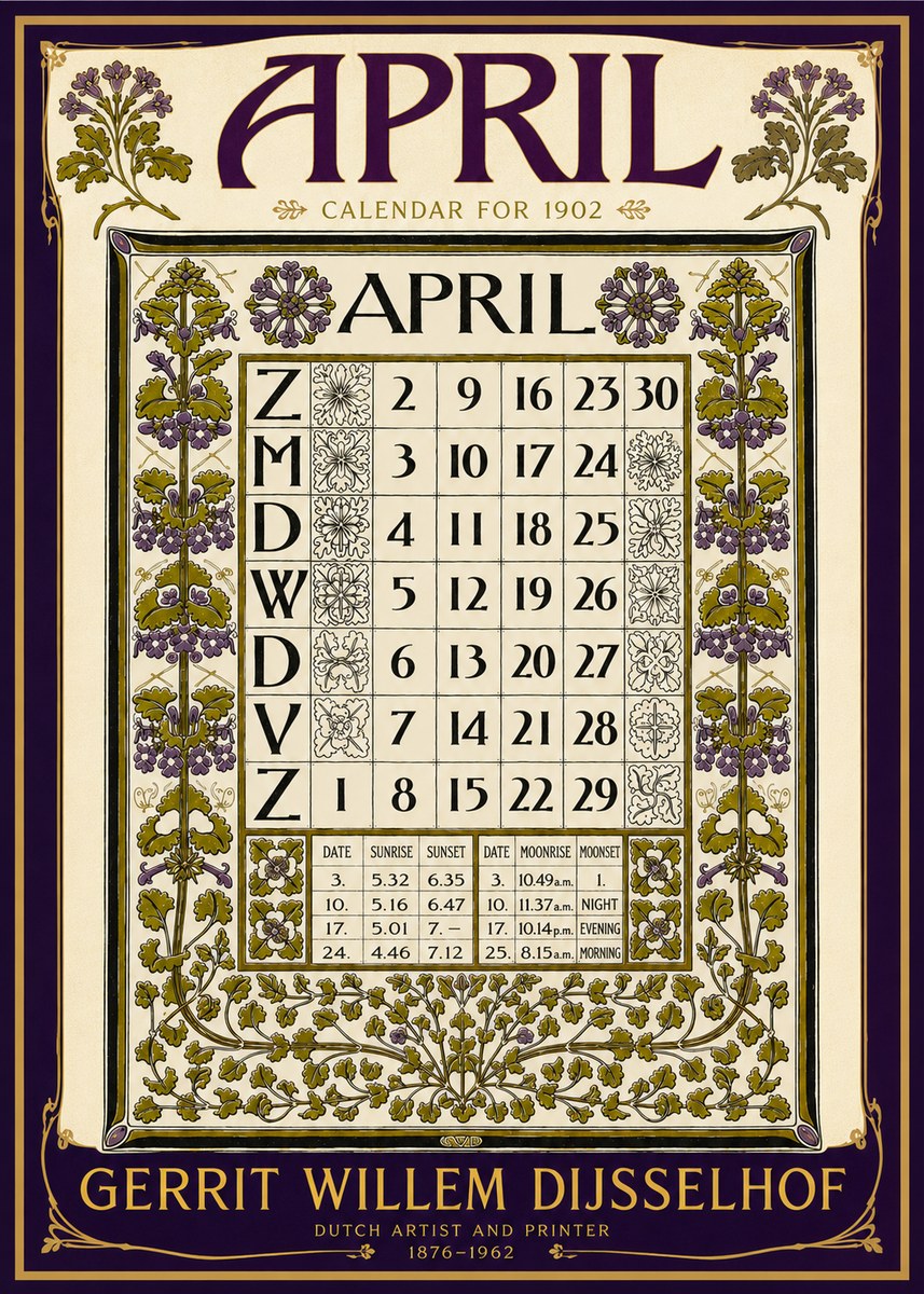 Gerrit Willem Dijsselhof April No6 - Plakat
