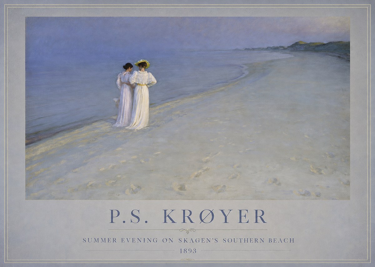 P.S. Krøyer Summer Evening on Skagen's Southern Beach No1 - Plakat