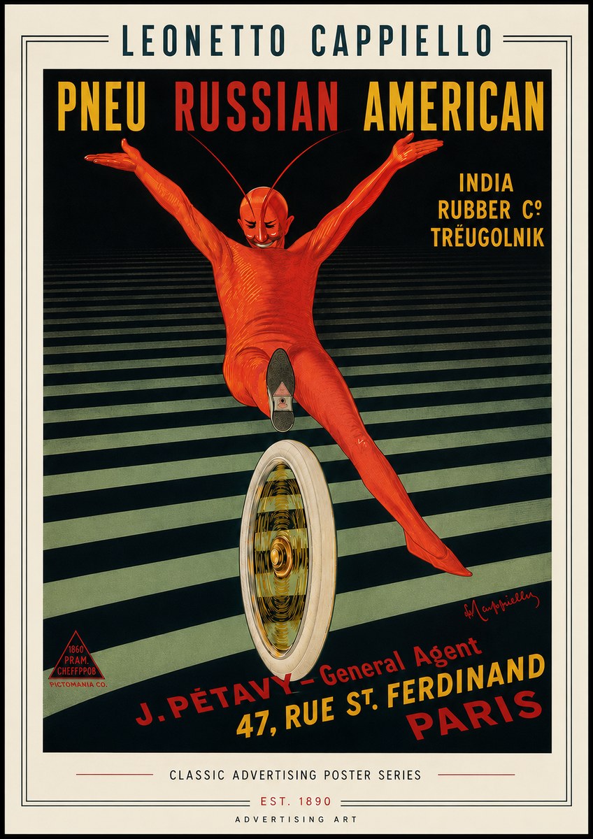 Leonetto Cappiello Pneu Russian American No6 - Plakat
