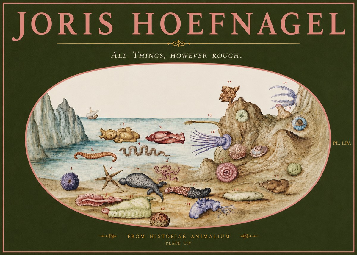 Joris Hoefnagel Totvs Echinvs Asper. Plate Liv No5 - Plakat