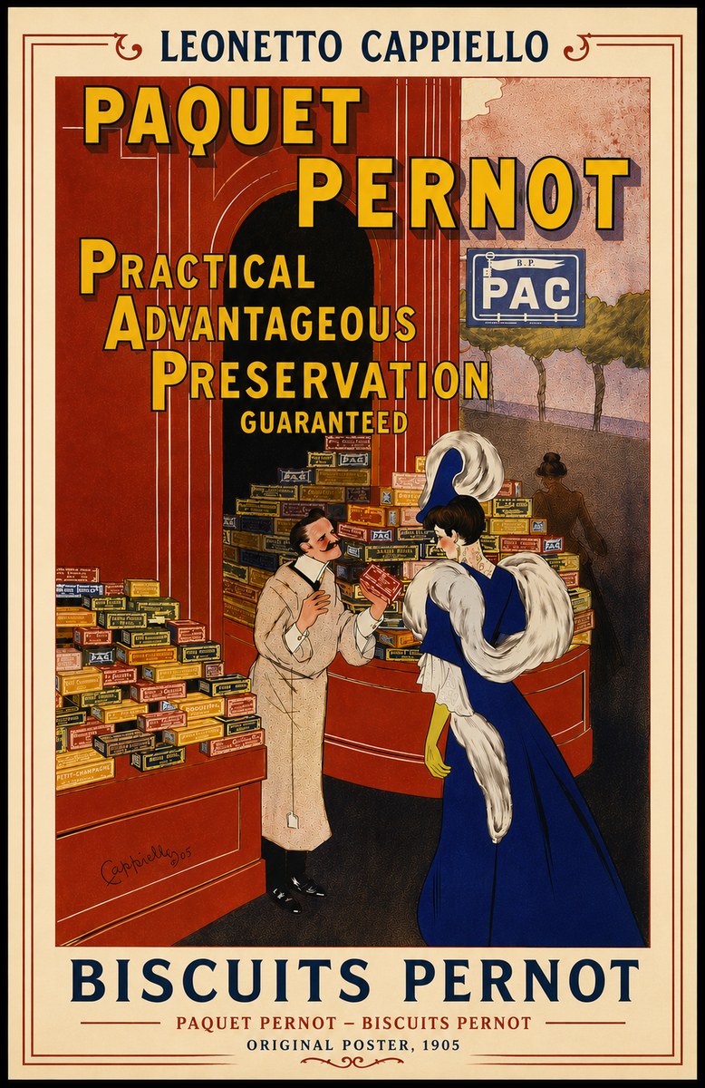 Leonetto Cappiello Paquet Pernot – Biscuits Pernot No5 - Plakat