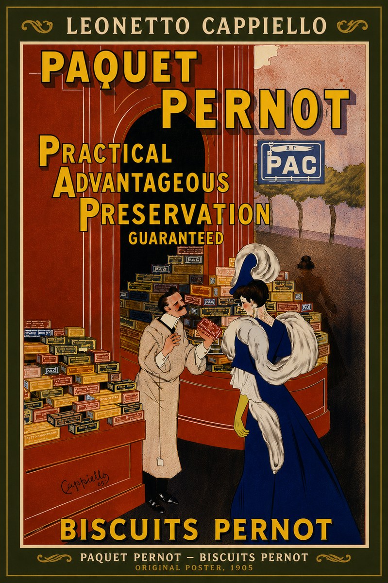 Leonetto Cappiello Paquet Pernot – Biscuits Pernot No6 - Plakat