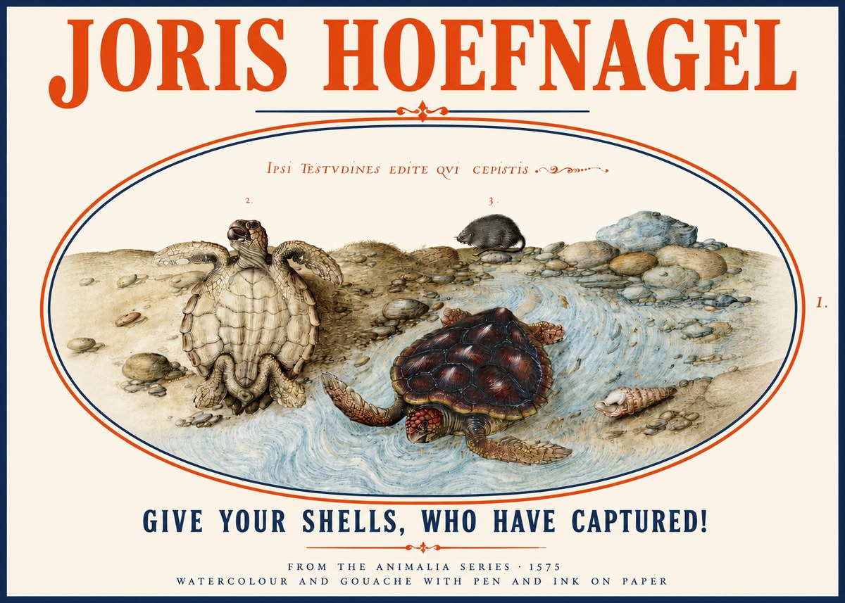 Joris Hoefnagel Two Turtles in a Stream No4 - Plakat