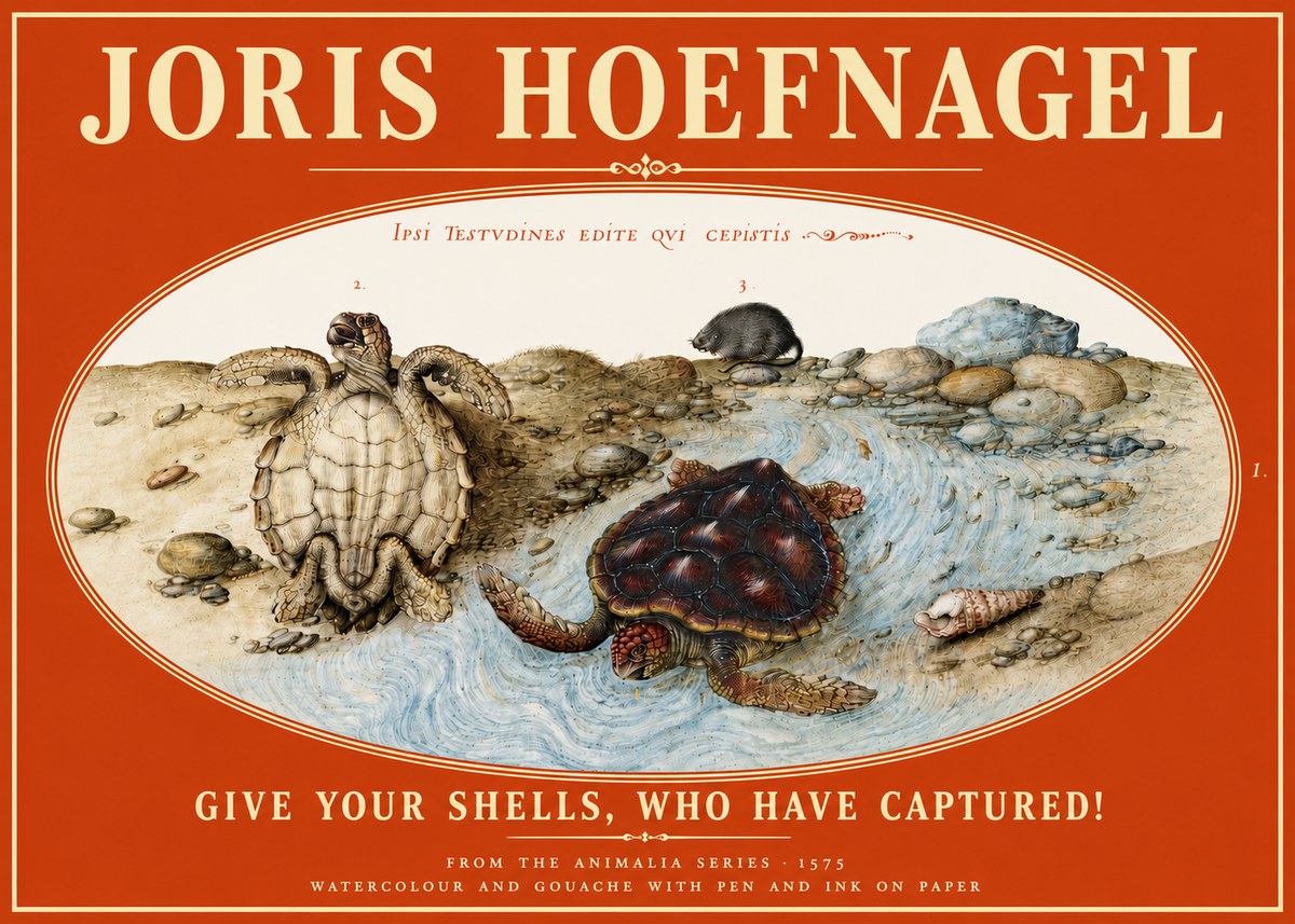 Joris Hoefnagel Two Turtles in a Stream No6 - Plakat