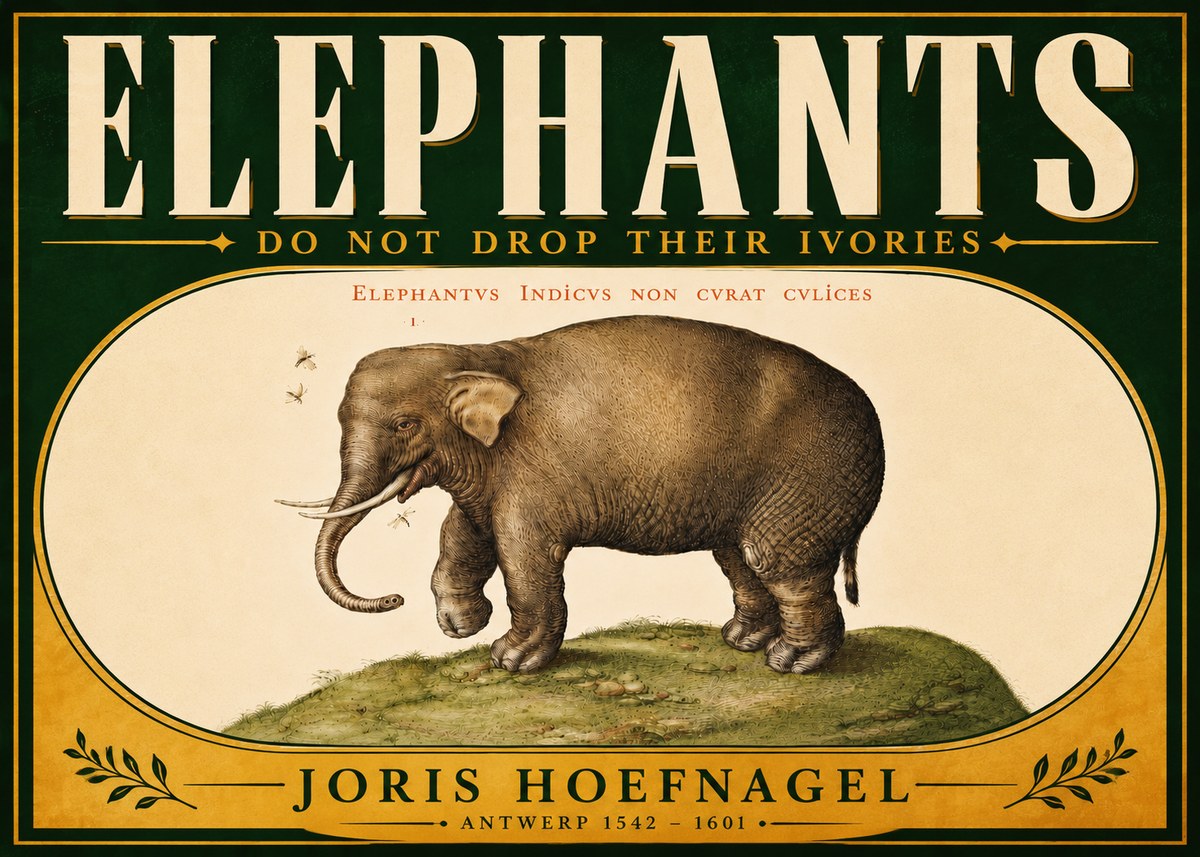 Joris Hoefnagel Elephant Does Not Drop Its Ivories No6 - Plakat