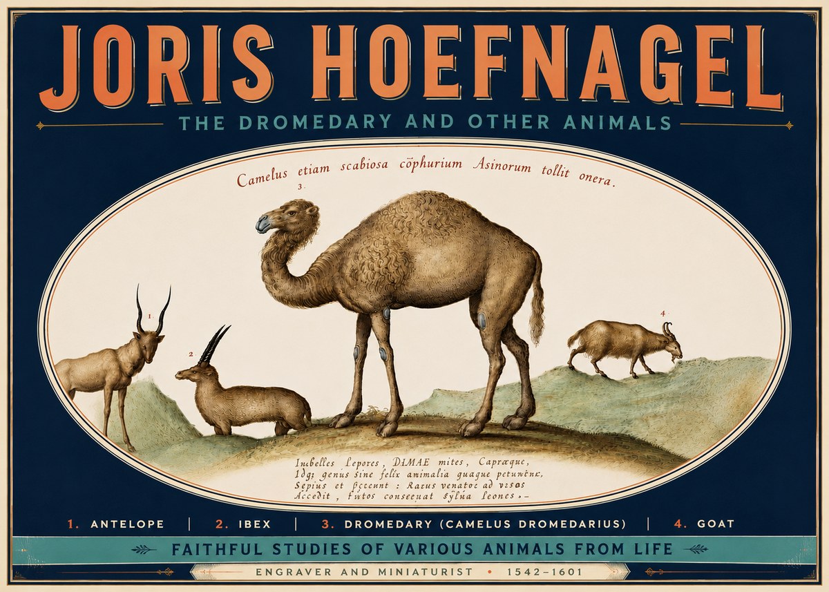 Joris Hoefnagel The Dromedary and Other Animals from Studies of Nature No6 - Plakat