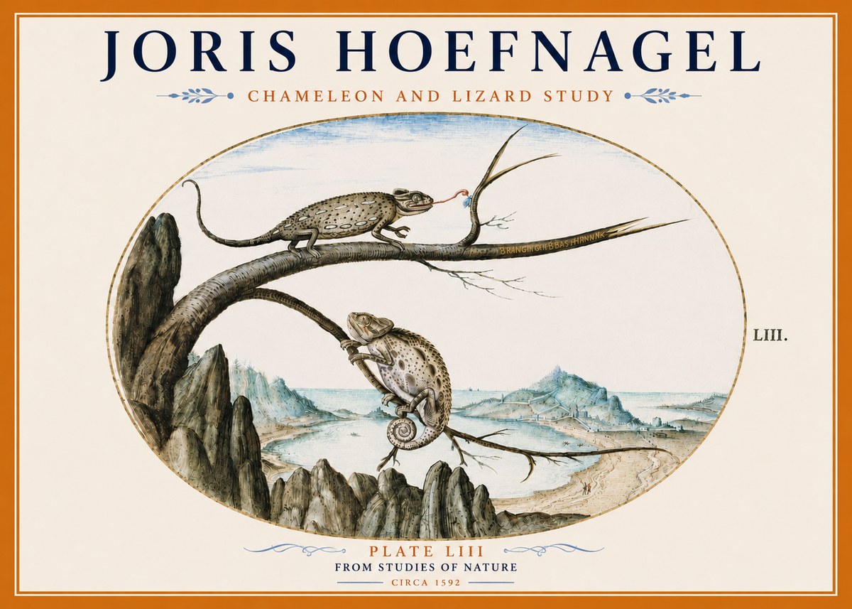 Joris Hoefnagel Chameleon and Lizard No6 - Plakat